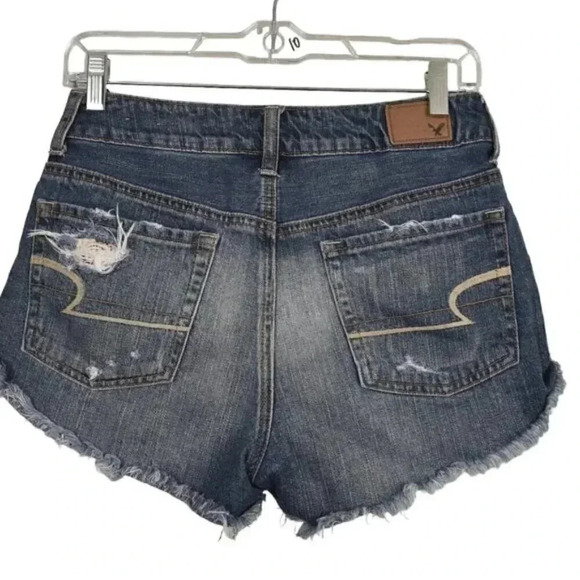 American Eagle Festival High Rise Jean  Shorts Embroidery Distressed Size 2 - Picture 5 of 13